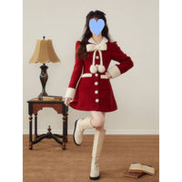 Women's Winter Christmas New Year Red Woolen Coat