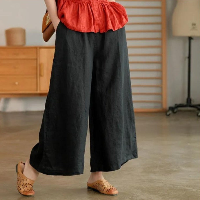 Cotton And Linen Cropped Wide-leg Casual Straight Breathable Slim Fit Casual Pants