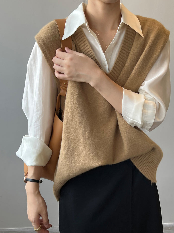 Fashion Overlapping Sweater Sleeveless Vest