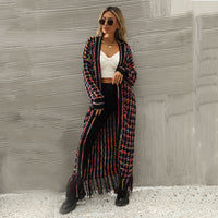 Women's Plus Size Tassel Long Cardigan Jacket Sweater