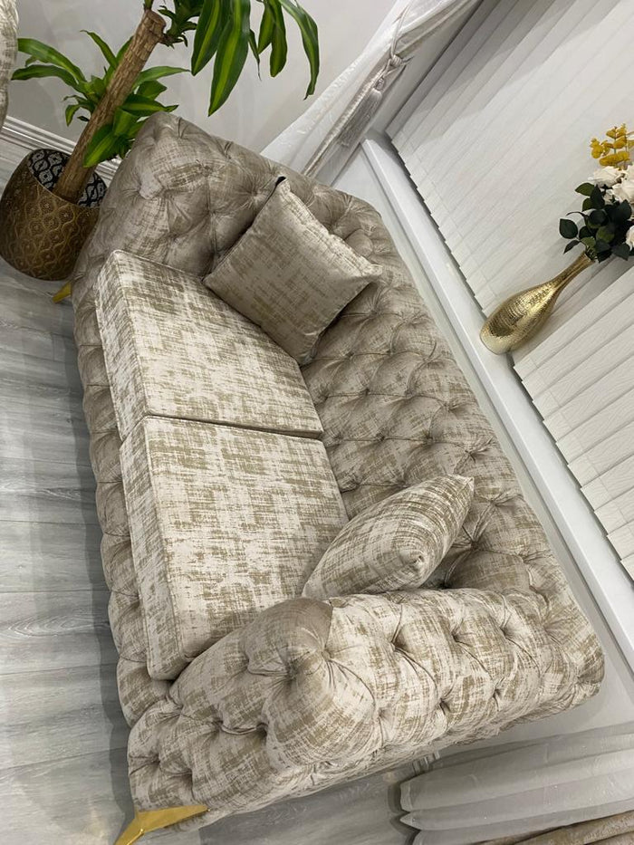 New Laurant Fabric Spanish Full Chesterfield Sofa 3 Seater With 2 Seater Set