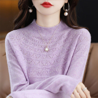 Half High Collar Thin Sweater Seamless Wool