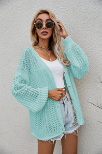 Hollow Personality V-neck Fashion Loose Cardigan Button Sweater Sweater