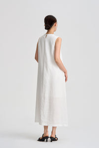 Linen Round Neck Sleeveless Dress Anti-exposure Midi Dress