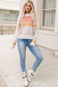 Early Autumn Pullover Leisure Simple Mixed Color Stripe Printed Sweater