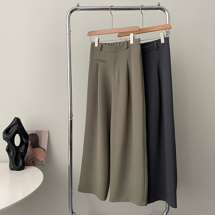 Temperament Everything Solid Color Hanging Loose Wide Leg Pants