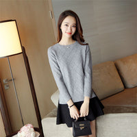 Fashion Loose Sweater Women's Round Neck Pullover Solid Color Long Sleeve Women