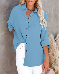 V Neck Button Ladies Cotton Linen Shirt