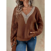 Spring And Autumn V-neck Sweater New Loose Casual