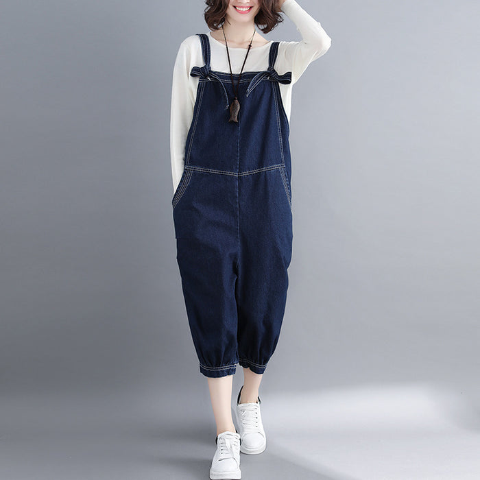 Suspenders Loose Jeans Seven-cent Jumpsuit Personality