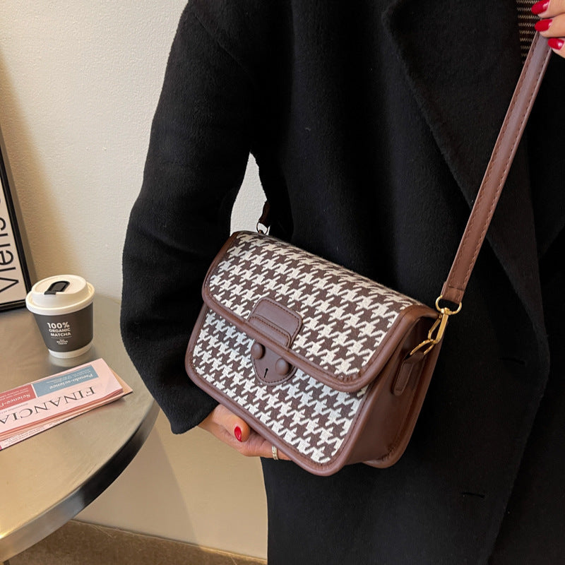 Trendy Fashion Ins Messenger Fashion Lattice Small Square Bag