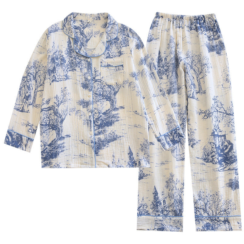 Spring And Autumn Pure Cotton Pajamas Women's Chinese Style Ink Painting Three Colors