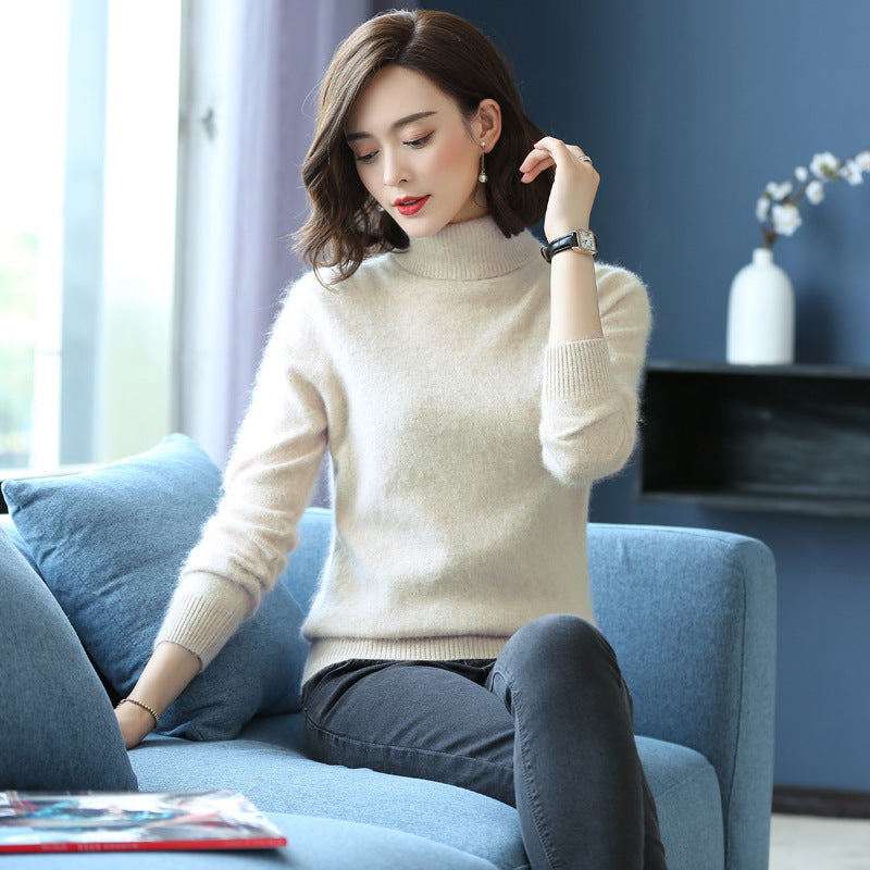 Turtleneck Pullover Short Loose Cashmere Knitted Mink Velvet Bottoming Shirt Sweater