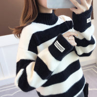 Chenille Stripe Thickening Sweater Women's Autumn And Winter Loose