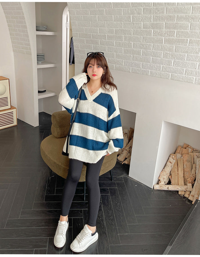 Large Striped Loose Large Sweater