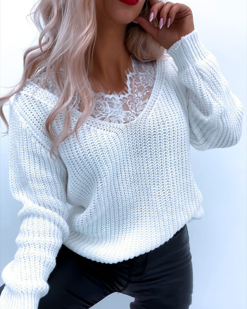 European And American New Lace Casual Sweater