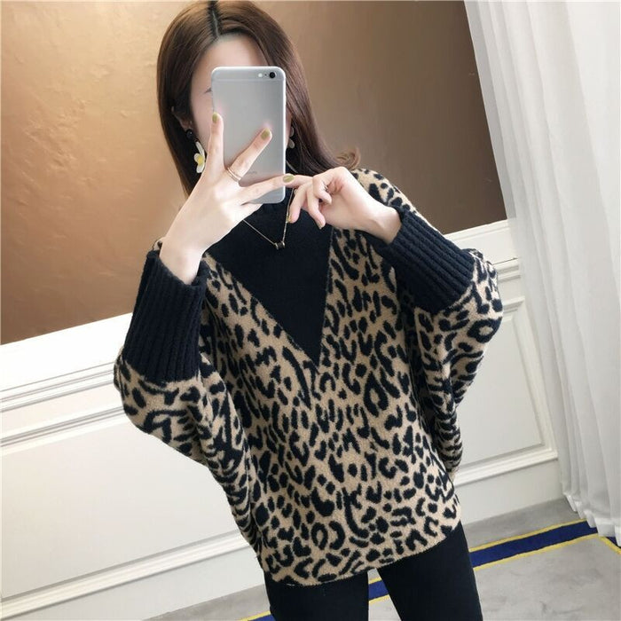 Fake Two Sweater Coat Woman Loose Languid