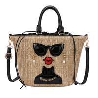 Fashion Cartoon Straw Shoulder Messenger Bag