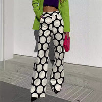 Street Hipster Printed Contrast Color Dotted Prints Wide Leg Pants Straight-leg Pants High Waist Casual Pants