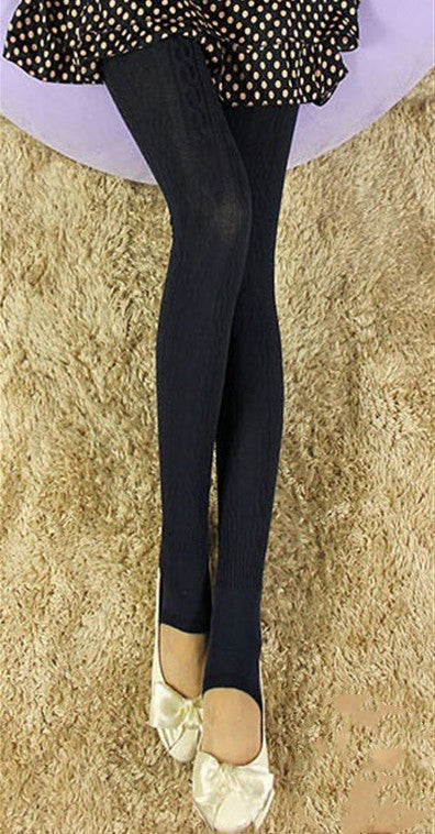 Pure Color Knitted Linen Pattern Slimming Leggings