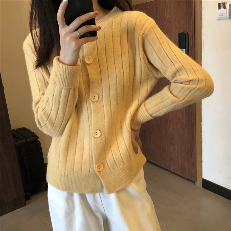 Single-breasted Knitted Sweater Cardigan Coat