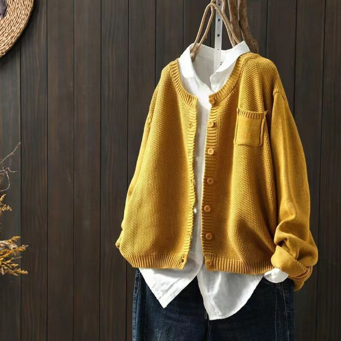 Women's Knitted Cardigan Coat Retro Loose Casual Sweater