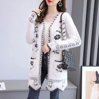 Autumn And Winter Cardigan Knitwear Women's Mid-length Sweater Coat