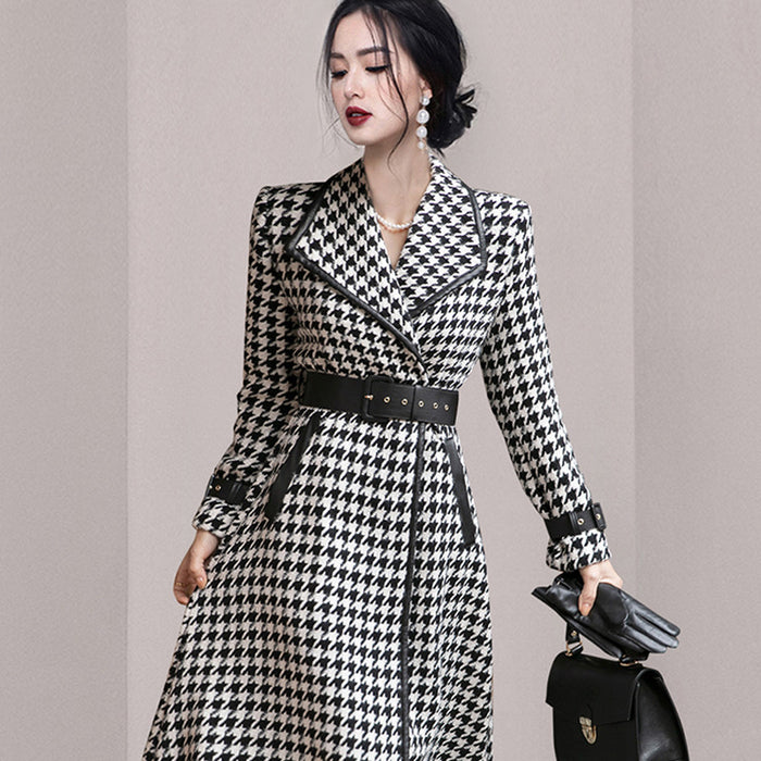 Western Style Lapel Waist Waist Fashionable Long Coat