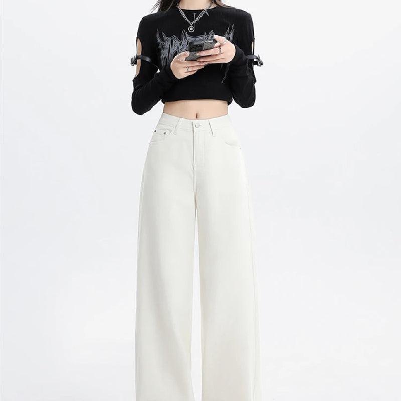 New Style White Draping Jeans For Women