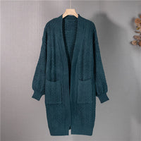 New Knitted Mid Length Cardigan Coat Loose Versatile Women's Sweater