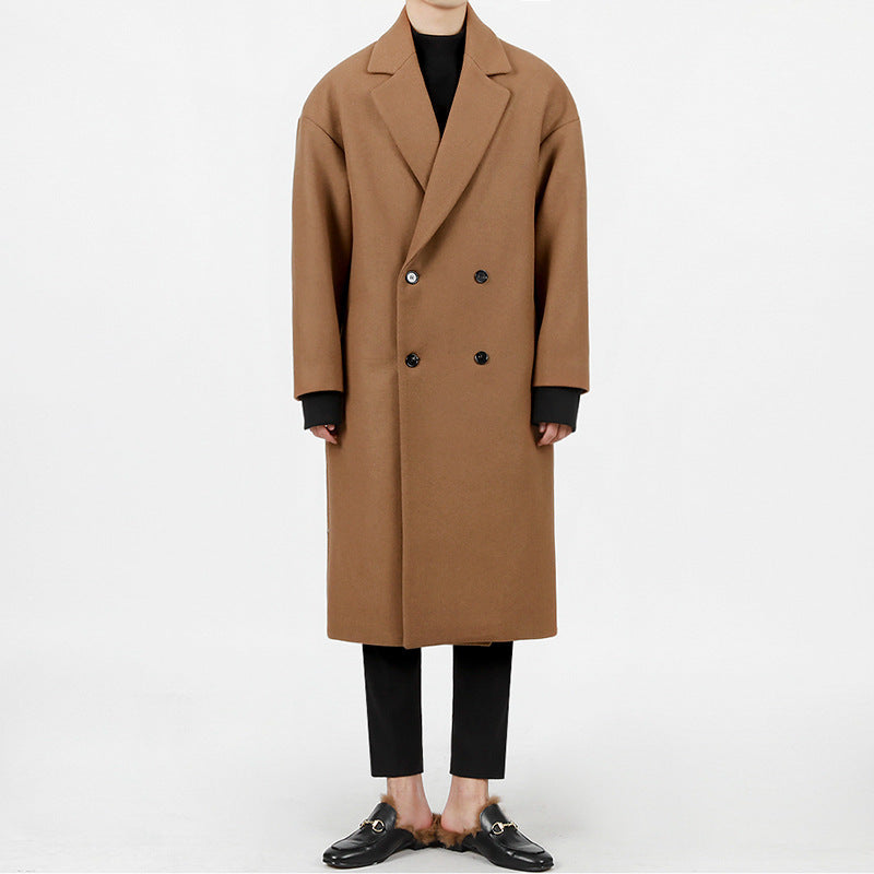 Trendy Loose Warm Woolen Woolen Trench Coat Jacket Men