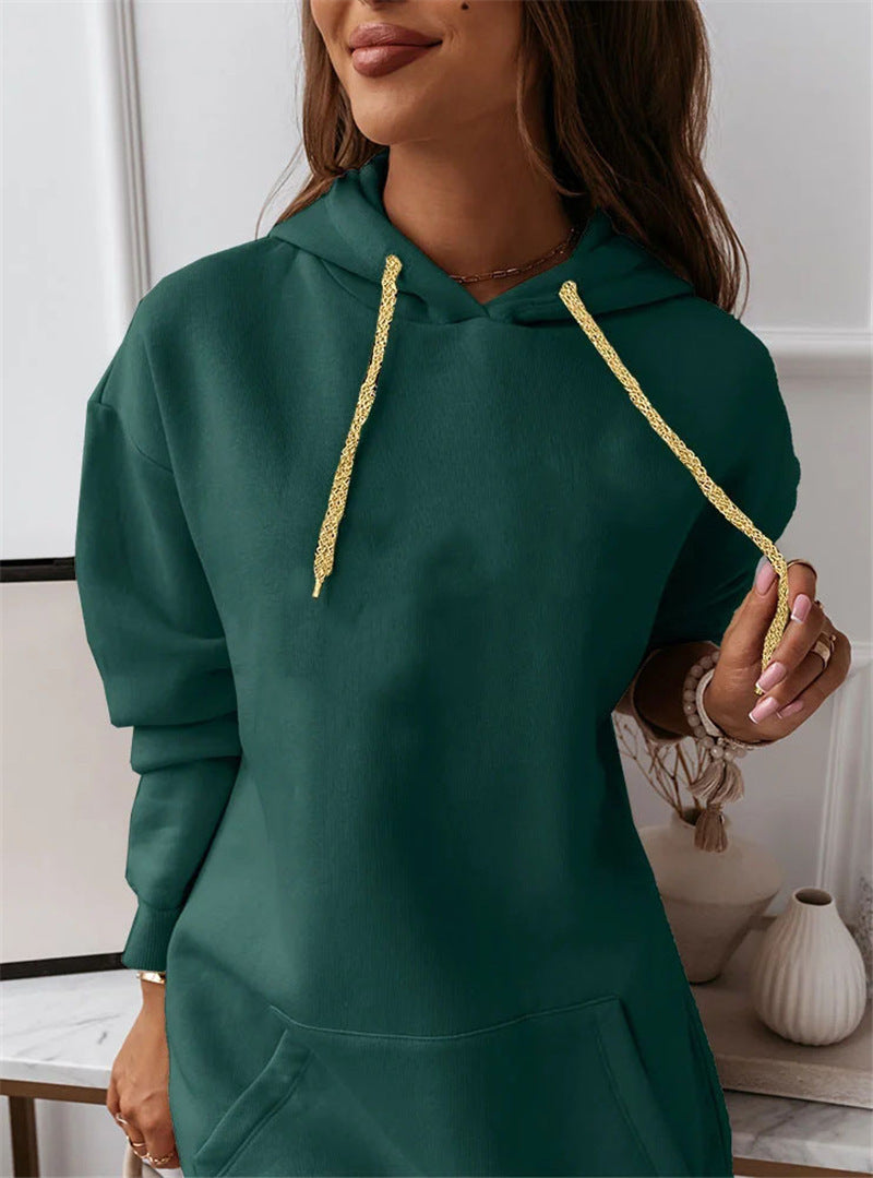 Women's Solid Color Casual Sports Hoodie Sweater