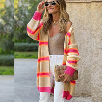 Striped Cardigan Sweater European And American Leisure Loose Knitted Coat