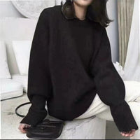 Women's Round Neck Loose And Idle Solid Color Sweater