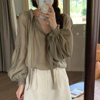 French Style Ribbon Fashion Loose Top