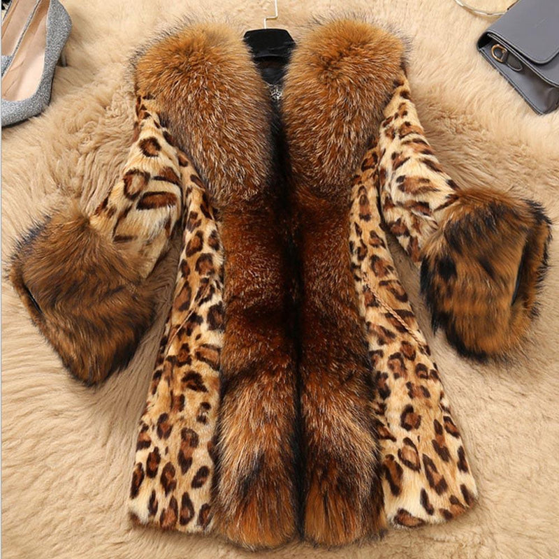 Mid Length Leopard Print Coat In Autumn And Winter For Women