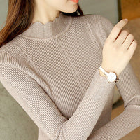 Pullover Women's Long-sleeved Sweater Short Half High Collar