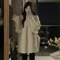 Sweater Idle Style Retro Twist Soft Glutinous Milk Apricot Female Student