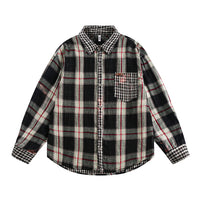 Plaid Shirt Women's Spring And Autumn Stitching Fake Two-piece Casual Long Sleeve Lapel Top