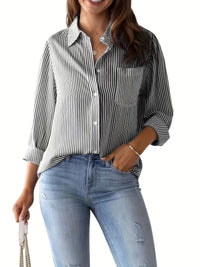 Women's Striped Loose Casual Cardigan Top