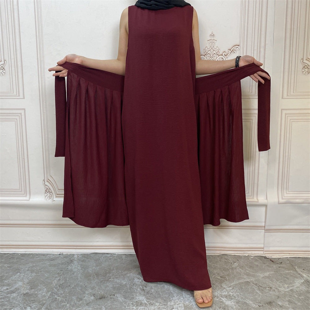 Solid Color Fashion Robe Three-piece Suit