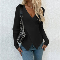 Irregular Cross Sweater Women's Top