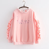 Printed Long Sleeve Non-hoodie Pullover Top