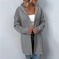 Women's Solid Color Hooded Coat Cardigan Sweater