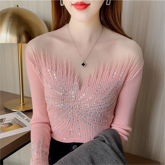 Knitwear Women's Korean-style Diamond-embedded Fashion Lace Bottoming