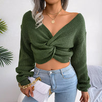 Women's Long-sleeved Knotted Knitted Sweater