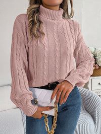 Women's Casual Solid Color Twist Long Sleeve Turtleneck Sweater