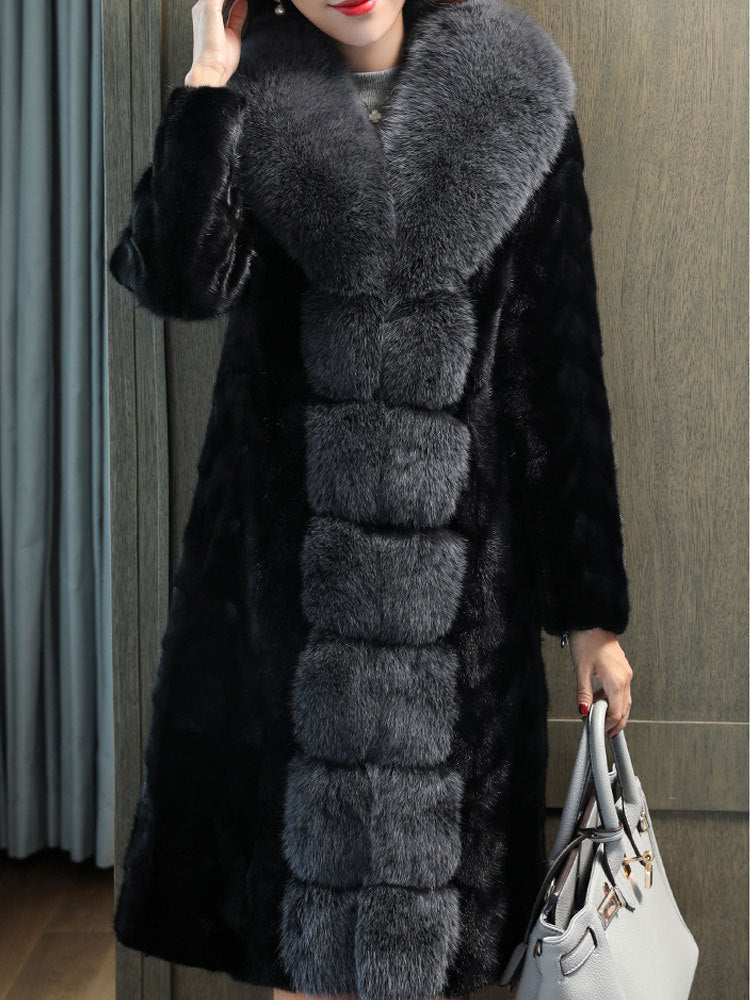 New Fox Fur Collar Mink Women's Coat