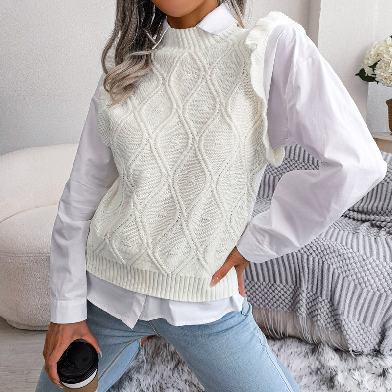 Women's Fungus Argyle Knitted Vest Sweater