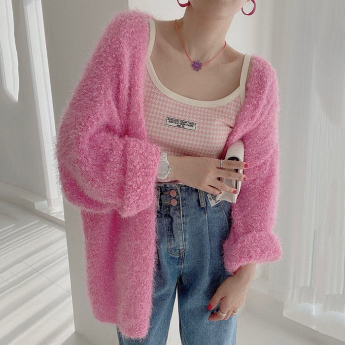 Women's Knitting Cardigan Is Loose And Lazy